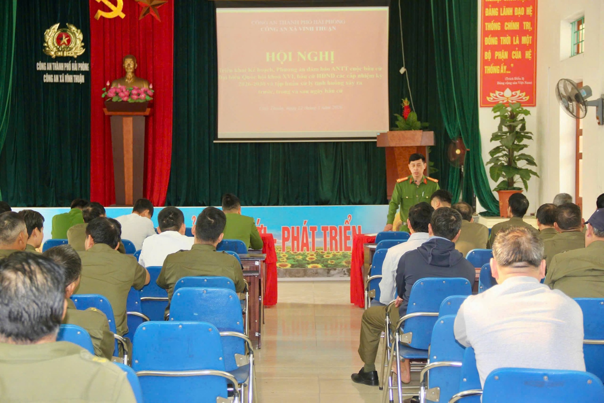 Công an xã Vĩnh Thuận triển khai phương án bảo đảm an ninh trật tự bầu cử Quốc hội khoá XVI và HĐND các cấp nhiệm kỳ 2026-2031